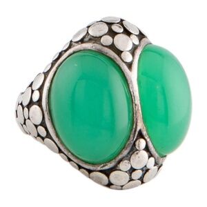 Vintage JOHN HARDY Sterling Silver Double Chrysoprase Dot Ring Size 6